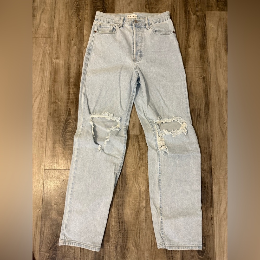 Cello Light Blue High Rise Ripped Jeans